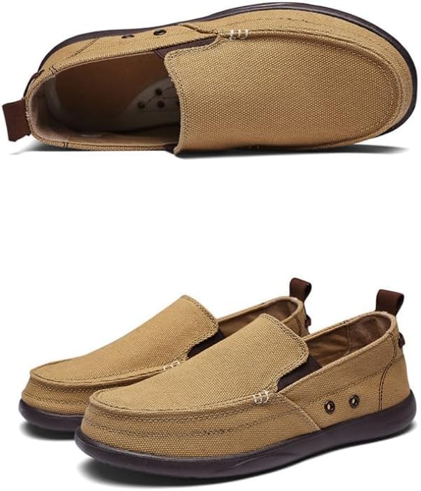 Men's Casual Cloth Shoes Canvas Slip on Loafers Leisure Vintage Flat Boat Shoes Lightweight Causal Walking Shoes2