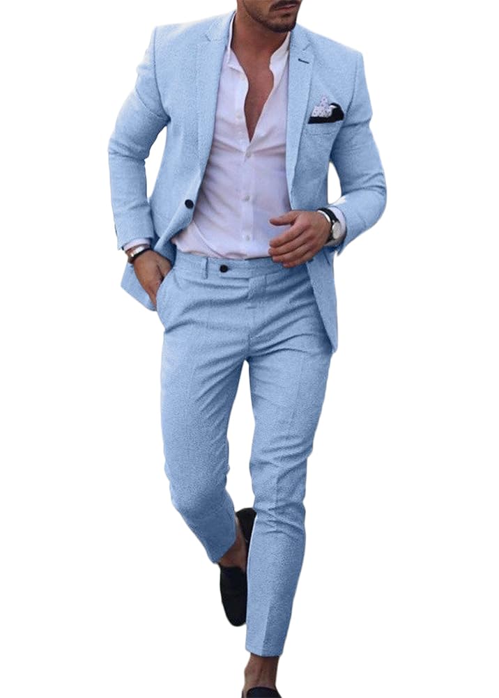 Abito 2 Pezzi Uomo Ulnomio A Quadri | Giacca E Pantaloni Slim Fit, Due Bottoni, Per Matrimoni E Cene Di Natale