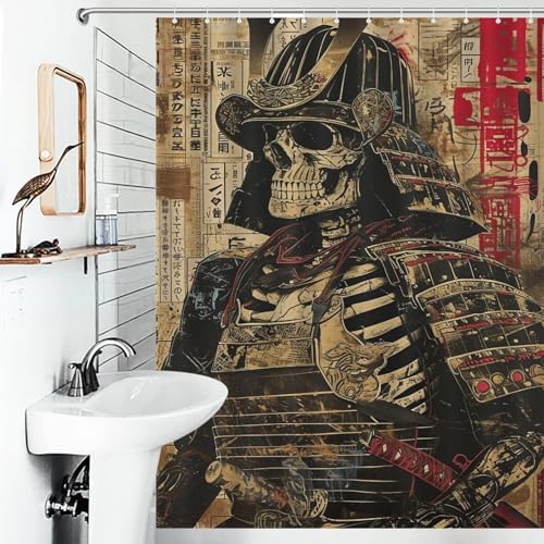 Rideau de douche crâne imperméable en polyester de qualité supérieure 140x183cm - 6