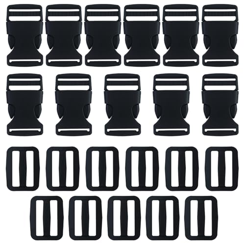 JRSHIRLEYLTD 11 hebillas para correas de 25 mm de ancho, cierre de clip ajustable de plástico para cierre de hebilla, correa de platillo, hebilla de repuesto, correas de mochila, Negro , 2.5cm