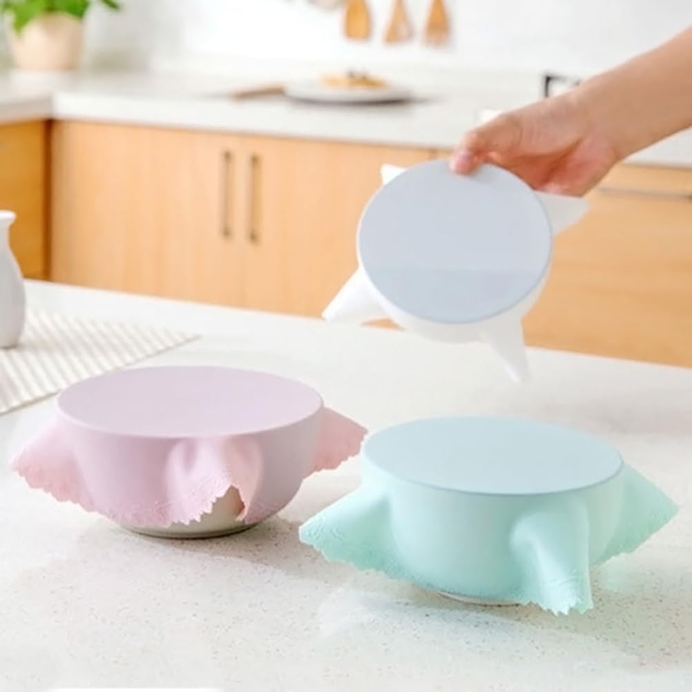 Joie Kitchen Gadgets Silicone Stretch Lids for Containers Bowl Covers Food Lids Cartoon Flower Design Heat Resistant Leak Eco-friendly Reusable