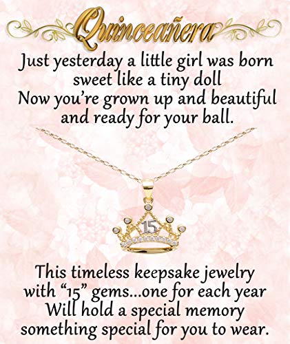 Cherished Moments Sterling Silver Necklace or Earring for Quinceanera Gift, "Sweet 15" Present with 15 Sparkling CZs2