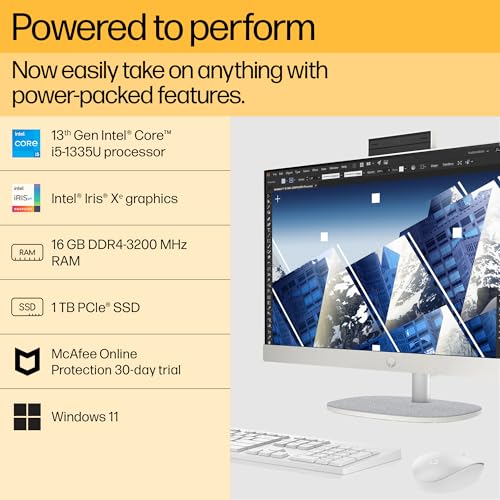 HP All-in-One PC 13th Gen Intel Core i5 27" (68.6cm) FHD 16GB RAM, 1TB SSD, Intel UMA Graphics, 710 White Wireless Keyboard and Mouse Combo... - Image 3