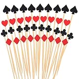 100 Pcs Casino Cocktail Picks Poker Toothpicks Poker Party Decorations Decorative Toothpicks for Appetizers Food Party Fruits Dessert
