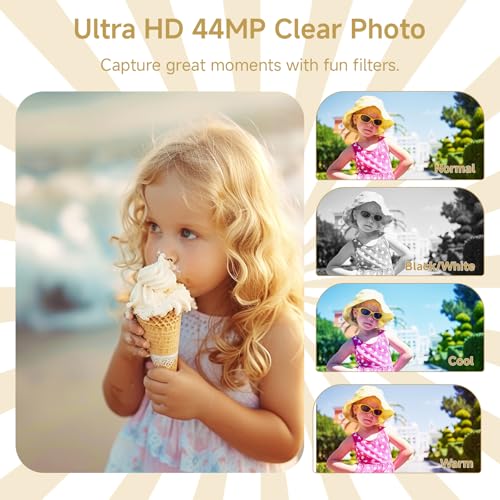 Image of Digital Camera, 2026 FHD 4K Autofocus Digital Camera with 64GB SD Card 16X Digital Zoom, Gold Cameras for Photography Portable Compact Point and Shoot Camera for Teens Adult Kids Gift