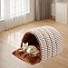 Bothyi Cat Bed Hideaway Washable Thickened Protection Nest Cat Bed Cave Pet House for Small Dogs Indoor Cats Kitten Relaxing, Coffee Grid