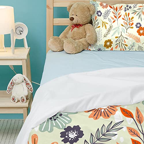 Parure de lit simple floral avec housse de couette 140x200 et 2 taies