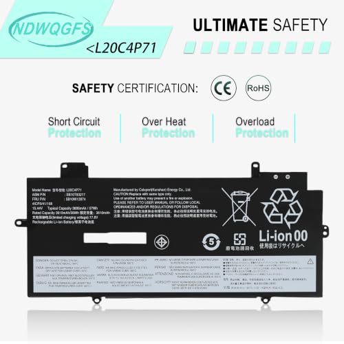 Image of L20C4P71 L20M4P71 L20D4P71 Battery for Lenovo ThinkPad X1 Carbon 9th Gen 10th Gen & X1 Yoga 6th 7th Gen Series SB10T83217 5B10W13974 L20L4P71 SB10T83216 5B10W13973 5B10W13975