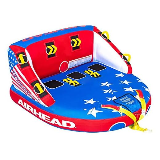 Airhead Patriot 3-Person Towable Kwik Connect Chariot Style Reversible Tube with Tow Points and Quick Rope Connections