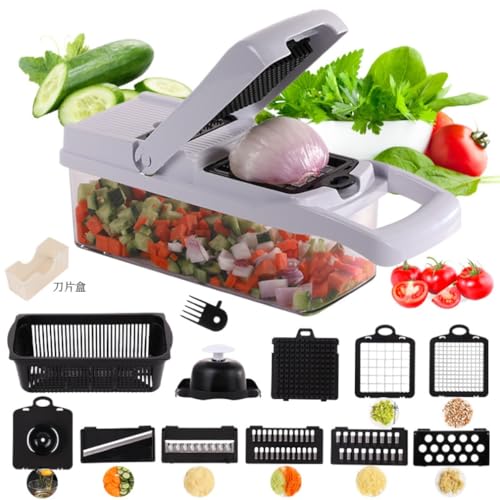 haoyunshengyi スライサーセット 家具 1台8役 多機能 安全ホルダー付き 野菜カッター 容器付き プログレード やさしいおろし器 キャベツ だいこん 水切りカゴ付 時短 千切り 薄切り すりおろし 角切り 卵白分離 キッチンでの調理に最適なツ