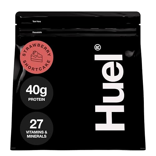 Huel Black Edition  Tarta de fresa de 1.41 oz de proteína vegana en polvo  Comida nutricionalmente completa  27 vitaminas y minerales, sin gluten,