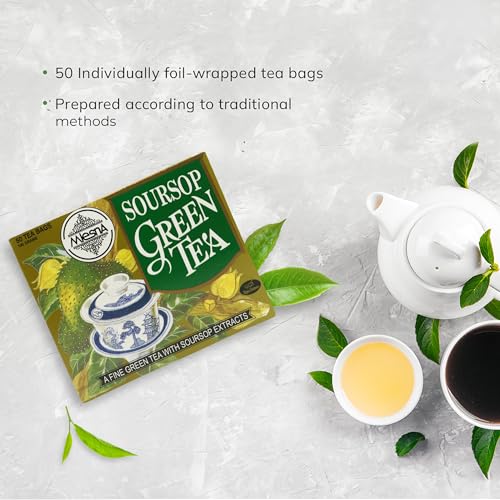 Image of Mlesna Soursop Green Tea 100g | 50 Foil-Wrapped Tea Bags | Pure Ceylon Green Tea | Rich in Antioxidant | Imported from Sri Lanka