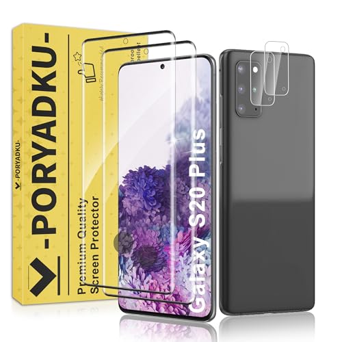 JavoYion 2+2 Pack for Samsung Galaxy S20 Plus Screen Protector and Camera Protector Fingerprint Support Bubble-Free Case Friendly 9H Hardness Clear Glass for Galaxy S20 Plus / S20+ 5G
