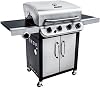 Char-Broil Convective Series 440S - شواية غاز ذات 4 شعلات مع شعلة جانبية، لمسة نهائية من الفولاذ المقاوم للصدأ. & 140 515 - مقلاة جانبية من الحديد الزهر (بلانشا).