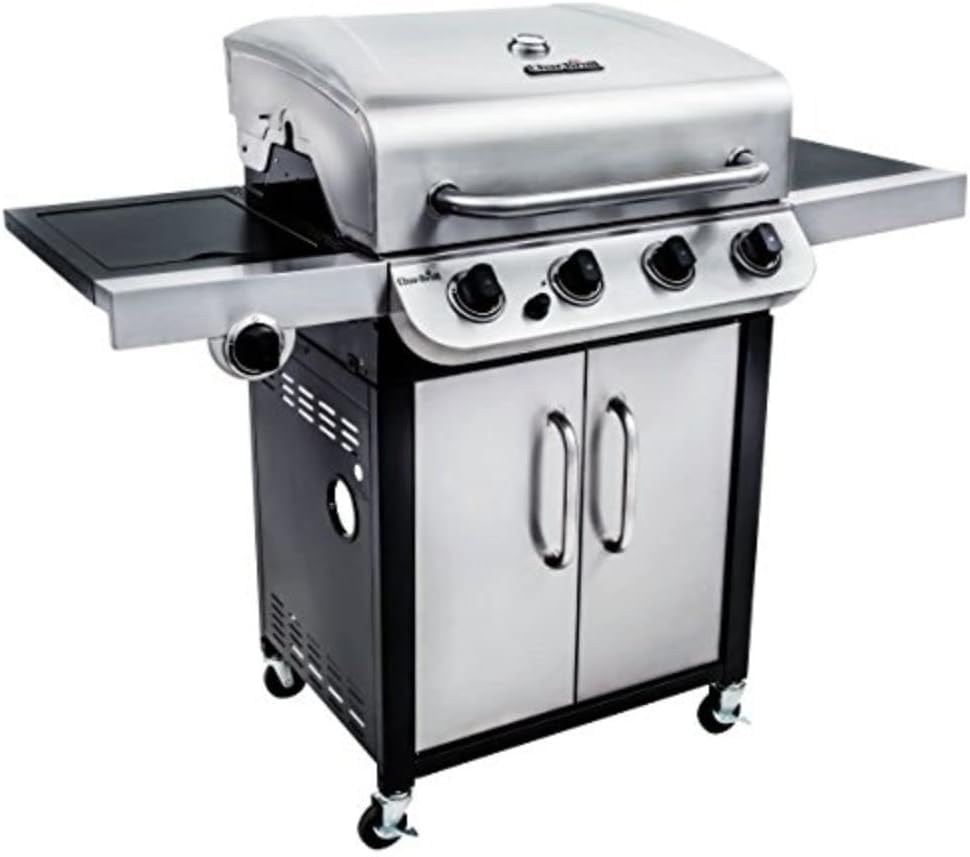 Char-Broil New Convective Series 440S, Griglia Barbecue A Gas A 4 Fuochi Con Fuoco Laterale, 65 X 47 Cm, Argento Nero