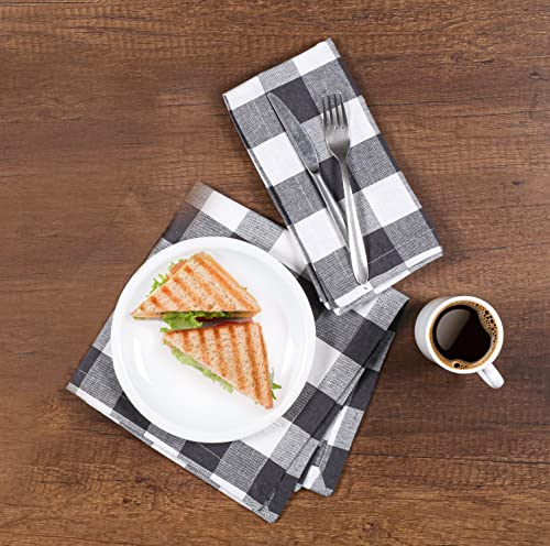 Servilletas de tela de algodón a cuadros para decorar mesas de comedor en casa 6