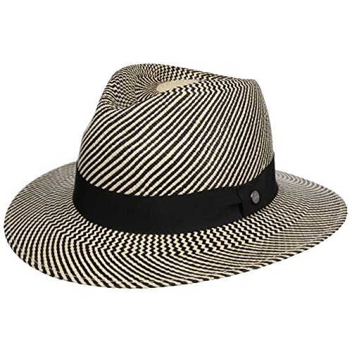 Lierys Twotone Stripes Traveller Panama Hat Women/Men Nature-Black 6 7/8-7