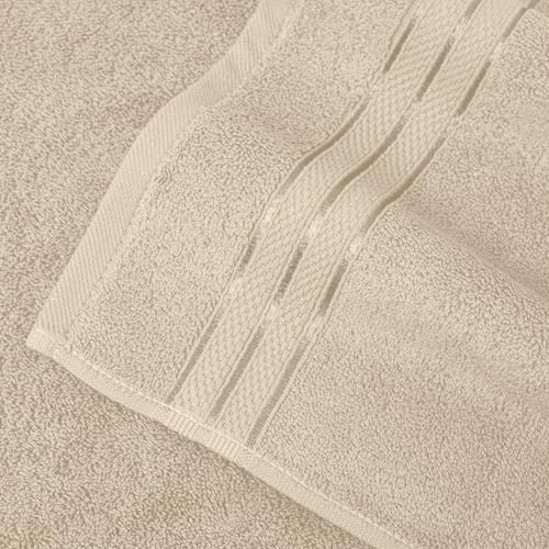 Image of Elegant Comfort Three Line Popcorn Extra Large Luxury Bath Towel - 40 inch x 80 inch inch, Premium Hotel Spa Quality 1 Piece Oversized Bath Sheet 100% Turkish Cotton Super Soft Highly Absorbent, Ivory