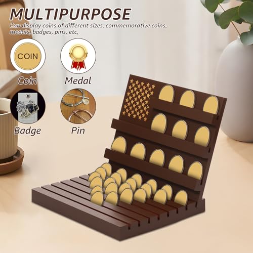 Soporte para monedas con 10 filas de madera sólida miniatura 2