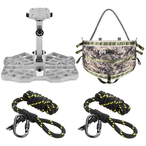 UIIHUNT Complete Tree Saddle Hunting System Kit - Includes 16'x12' Aluminum Saddle Hunting Platform,...