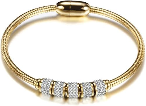 Jude Jewelers - Pulsera de acero inoxidable con cadena de serpiente de circonia cúbica