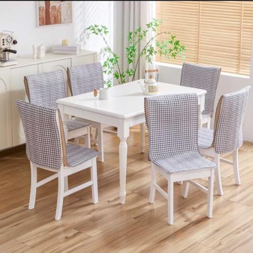 Image of HOMETHREADS Universal-Fit Cotton Fabric Chair Cover Comfortable Cushioned Seating Pad with Anti-Slip Back, Perfect for Kitchen,Dining Room (Blue Box, Pack of 1)
