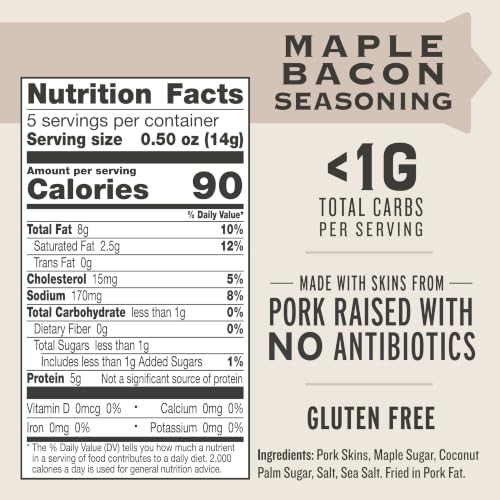 Image of EPIC Maple Bacon Seasoning Artisanal Pork Cracklings, Keto and Paleo Friendly, Protein Snacks, 2.5 oz