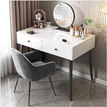 Vanity Desk Vanity Table Set Luxury Vanity Desk 3 Lighting Modes Dressing Table 2 Drawers Nightstand Solid Wood Legs Vanity Table Set Gorgeous 60 * 40 * 70CM