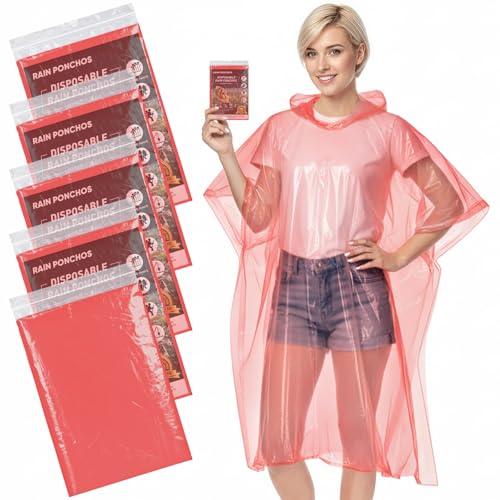 Image of APEXUP Disposable Rain Ponchos for Adults, 5PK /10PK /50PK Emergency Rain Poncho for Camping Hiking Travelling