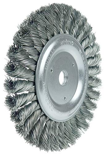 Image of Weiler 08975 6 inch Standard Twist Knot Wire Wheel, .016 inch Steel Fill, 5 /8 inch-1 /2 inch Arbor Hole, Made in The USA (Pack of 5)