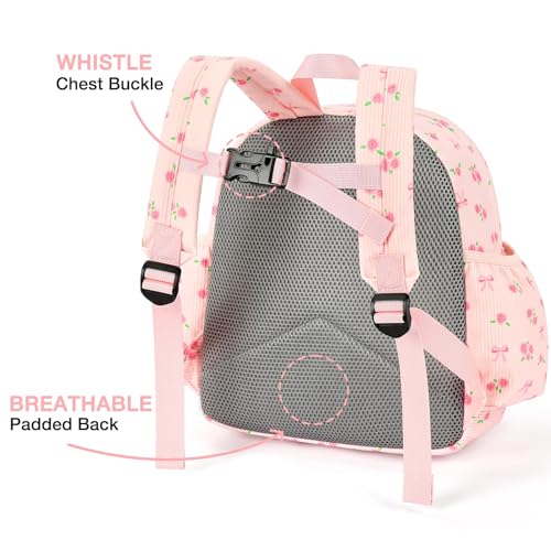 Image of STEAMEDBUN Corduroy Kids Backpack for Girls and Boys 5-8: Girls Backpack for Elementary Kindergarten - 15 inch Cute Backpacks for Kids - Rose