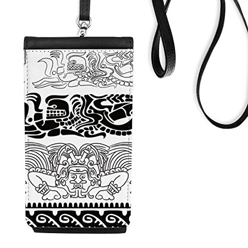 Sacoche téléphone cuir noir motif pharaon finition premium