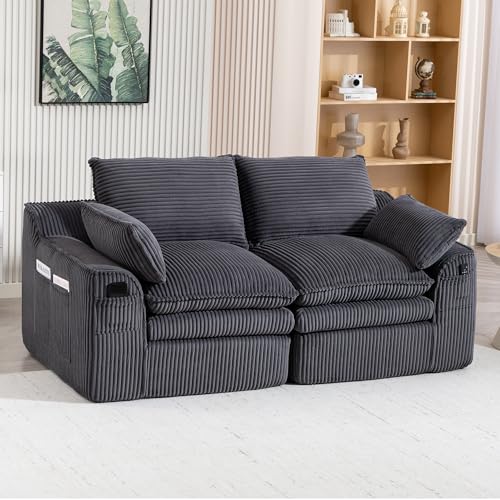 Sofá modular con núcleo de muelles y espuma de 3 capas gris oscuro 4