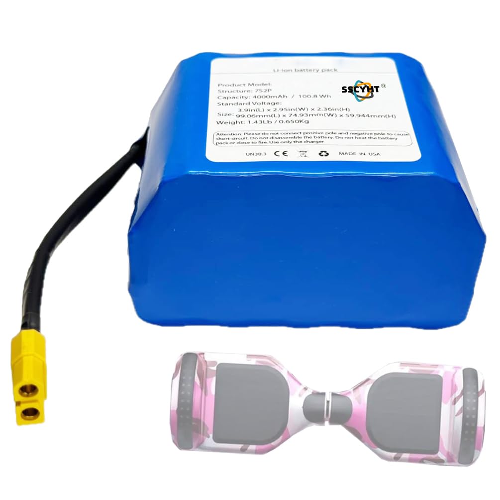 Batterie Lithium 7S2P 29,4 V, 24 V, 4 Ah, 117,6 Wh, Rechargeable, pour Hoverboard, Voiture Auto-équilibrée/Scooter Pliable, avec connecteur XT60