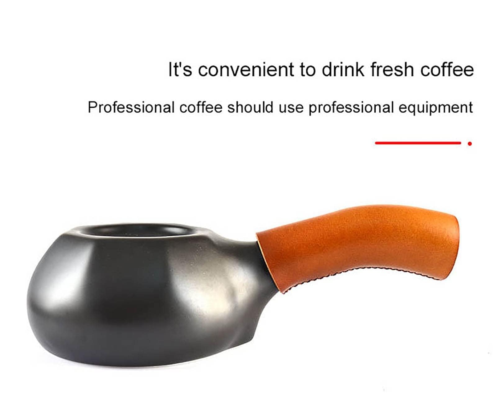 Handlicher Kaffeebohnenröster aus Keramik, Kaffeebohnenröstermaschine für den Heimgebrauch, mit Ledergriff, gerades Feuer, Kleiner grüner Bohnenröster zum DIY-Küchenbacken von Kaffee, Bohnen