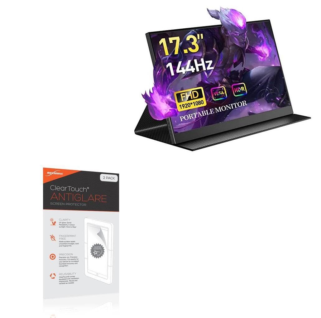 BoxWave Screen Protector Compatible With CNBANAN Portable Gaming Monitor P17A18BWG (17.3 in) - ClearTouch Anti-Glare (2-Pack), Anti-Fingerprint Matte Film Skin