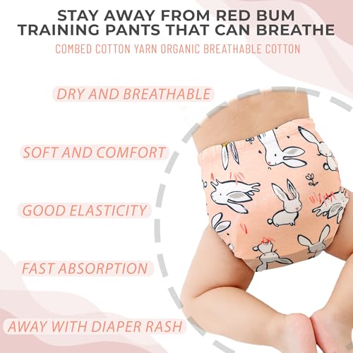 Image of Bembika Baby Training Pant - Soft Cotton, Reusable, and Leak-Resistant Potty Training Pants for Kids Padded Underwear for Babies to Support a Smooth Diaper Free Transition (L | 18-24 Months Bunny Theme)