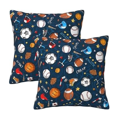 2 Stücke Kissen-Bezug Basketball Baseball Rugby Kopfkissenbezug Bedruckt Kissenbezüge Home Deko Dekokissen Für Bed, Sofa, Sommer, 45X45Cm