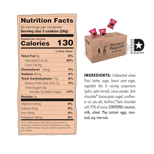 Image of Michel & Augustin Dark Chocolate Sea Salt Shortbread Cookies, Bulk 180ct