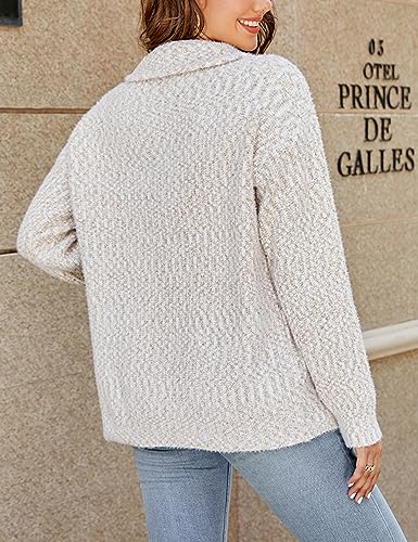 Gihuo Womens Cardigan Sweaters Long Sleeve Lightweight Fuzzy Knit Fall Sweaters 2024 Zip Up Knitted Coat Knitwear4