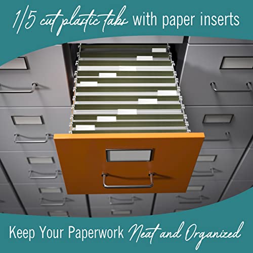 Hanging File Folders - 25 Pack File Folders Green, 1/5 Cut Heavyweight 180 Gsm Hanging Folders - File Folders For Filing Cabinet #TOP2