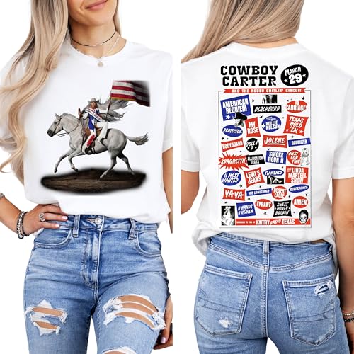 Cowboy Carter T-Shirt, Western Music Fan Shirt, Country Rodeo Graphic Tee, Southern Style Cowboy Shirt, Country Music Lover Shirt, Country Concert T-Shirt (WHITE, ADULT LARGE)