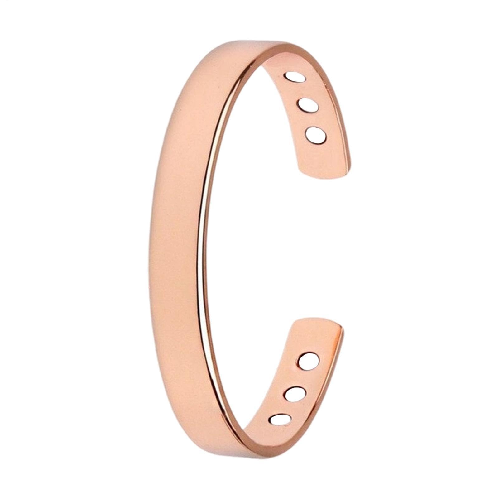 Genérico Brazalete De Oro Rosa - Joyería Magnética Ajustable, Cobre Para Hombres, Pulseras En Bronce | Puños De Terapia Magnética, Guanteletes Metálicos Ajustables, Brazaletes De Bioenergía Para Día Y No