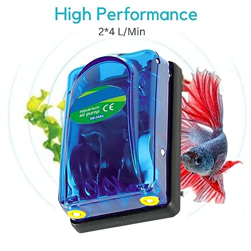 Image of VAYINATO Sobo (Sb-648A) Energy Saving Design Air Pump for Aquarium Fish Tank with Free 3 Meter Air Tube, 2 Air Stone and 2 Check Valve, Double Outlet, Power : 5W, Output : 2 * 4L /Min