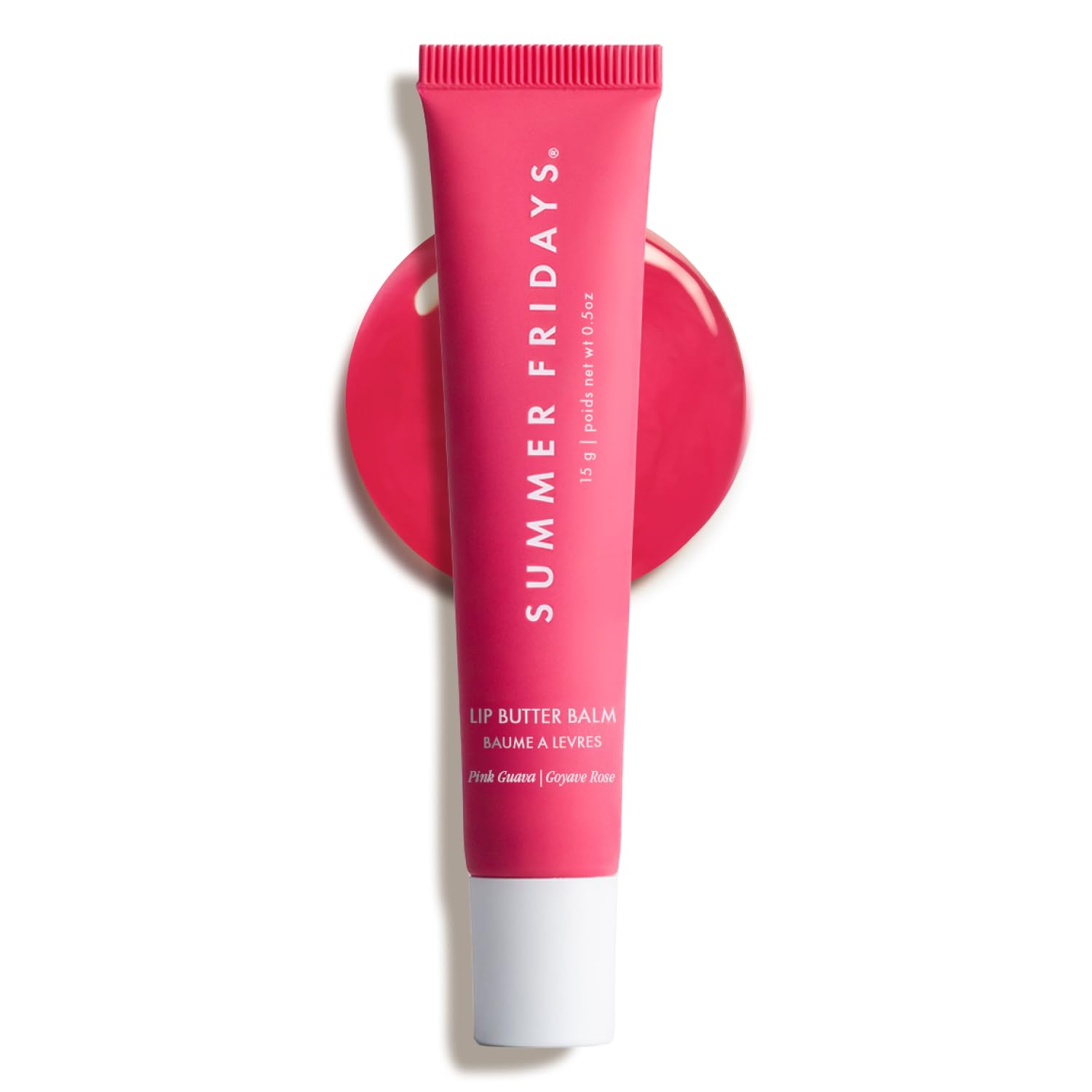 Summer Fridays Tinted Lip Butter Balm - Conditioning Vegan Lip Balm for Instant Moisture, Shine & Hydration - Sheer-Tinted, Soothing Skincare - Pink Guava (.5 Oz)