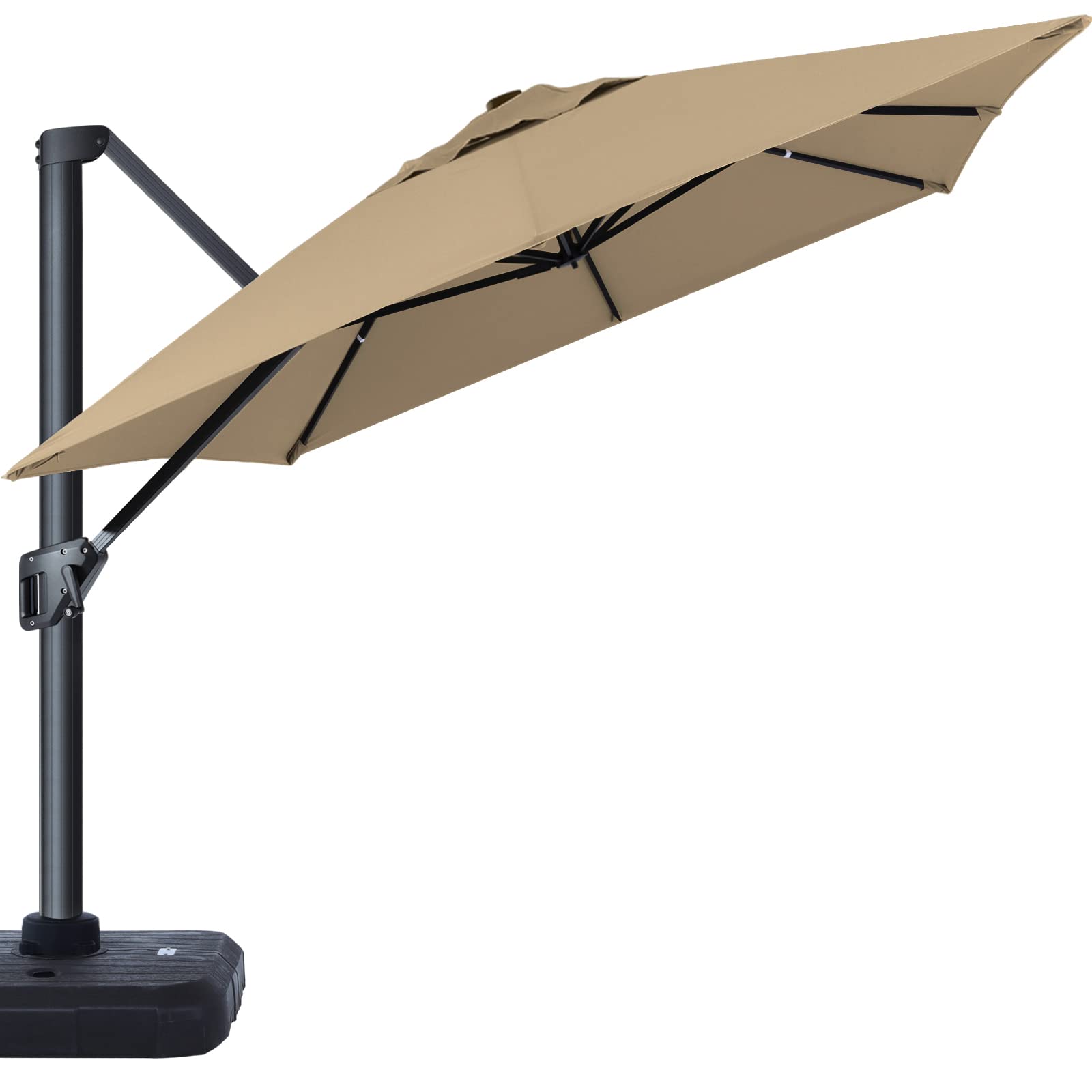 Photo 1 of ABCCANOPY Cantilever Patio Umbrella Aluminum Outdoor Offset Umbrella with 360° Rotation for Pool and Garden 10FT Brown