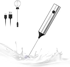 3-Speed Electric Milk Frother – Rechargeable Handheld Coffee Whisk with Brushed Stainless Steel Body, USB-C Charging, Long-Press Stop & 2 Replaceable Whisks – Silver