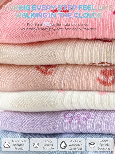 Image of Baby Toddler Girls Socks Grip Ruffle Non Slip Kids Cotton 12 Pack Socks