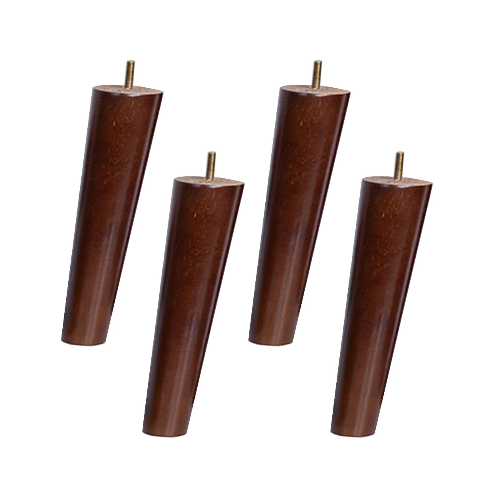 Gambe per mobili in Legno massello coniche M10, Piedini di Ricambio per Divano, Poltrona, Mobile TV, Tavolo da Pranzo e Sedia, Colore Noce, 4 Pezzi (8 cm)