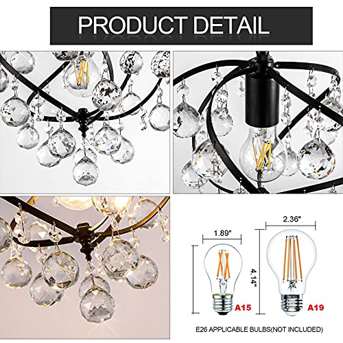 Kaerdi Crystal Plug In Chandelier Black Metal Mini Chandeliers 1 Light Modern Light Fixtures For Hallway Bedroom Kitchen Island Dining Room Farmhouse Entryway… #TOP5